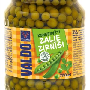 konserveeritud rohelised herned 'VALDO' 720 ml (klaas)