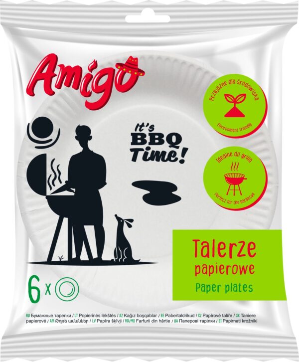 AMIGO ühekordselt kasutatavad pabertaldrikud / 6 tk