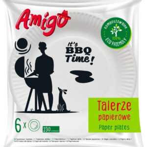AMIGO ühekordselt kasutatavad pabertaldrikud 230mm, 6 tk