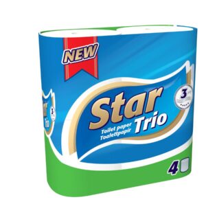 Tualettpaber STAR TRIO 4 rulli, 3-kihiline