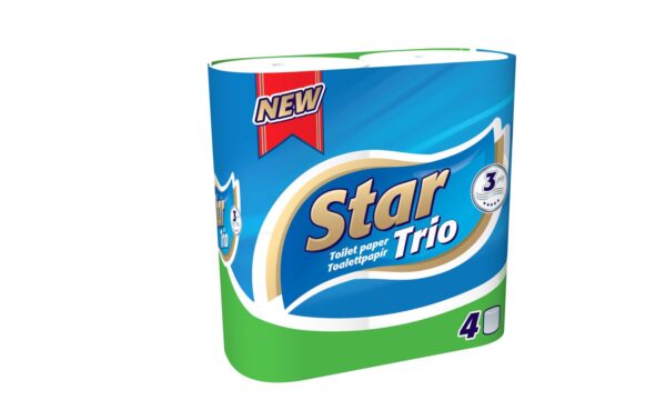 Tualettpaber STAR TRIO 4 rulli, 3-kihiline